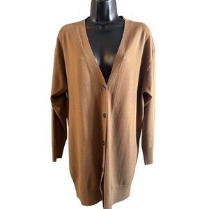Uniqlo Women’s Sweater Cardigan M Brown Button Front Knit Wool READ